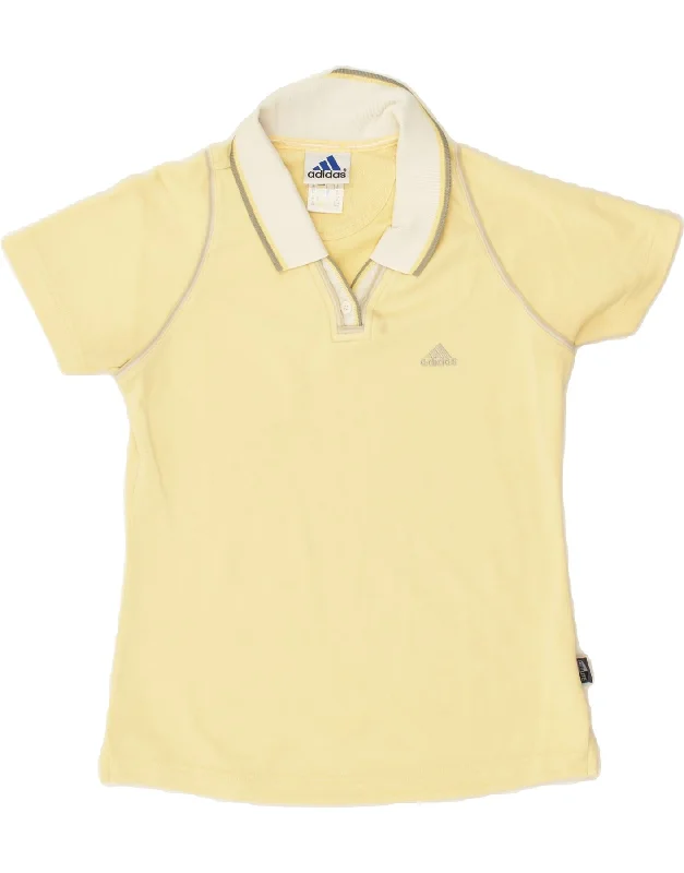 ADIDAS Womens Polo Shirt UK 12 Medium  Yellow Cotton Casual Slouchy Short Sleeve