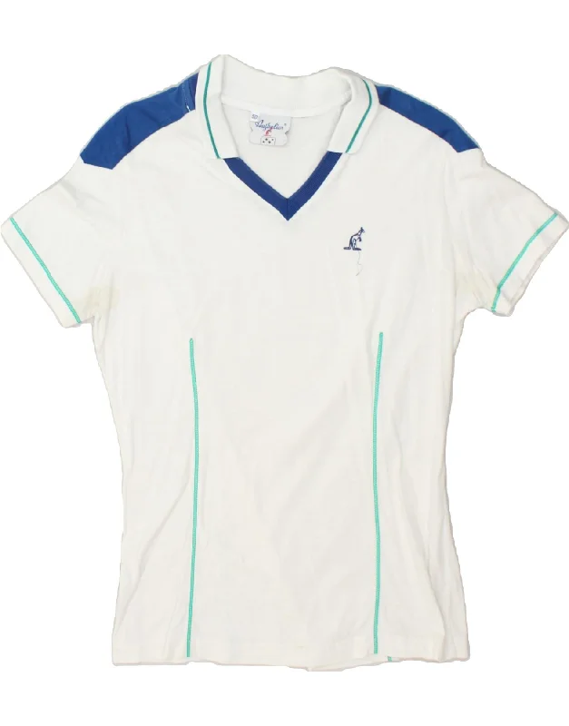 AUSTRALIAN L'ALPINA Womens Polo Shirt IT 50 XL White Cotton Casual Loose Short Sleeve