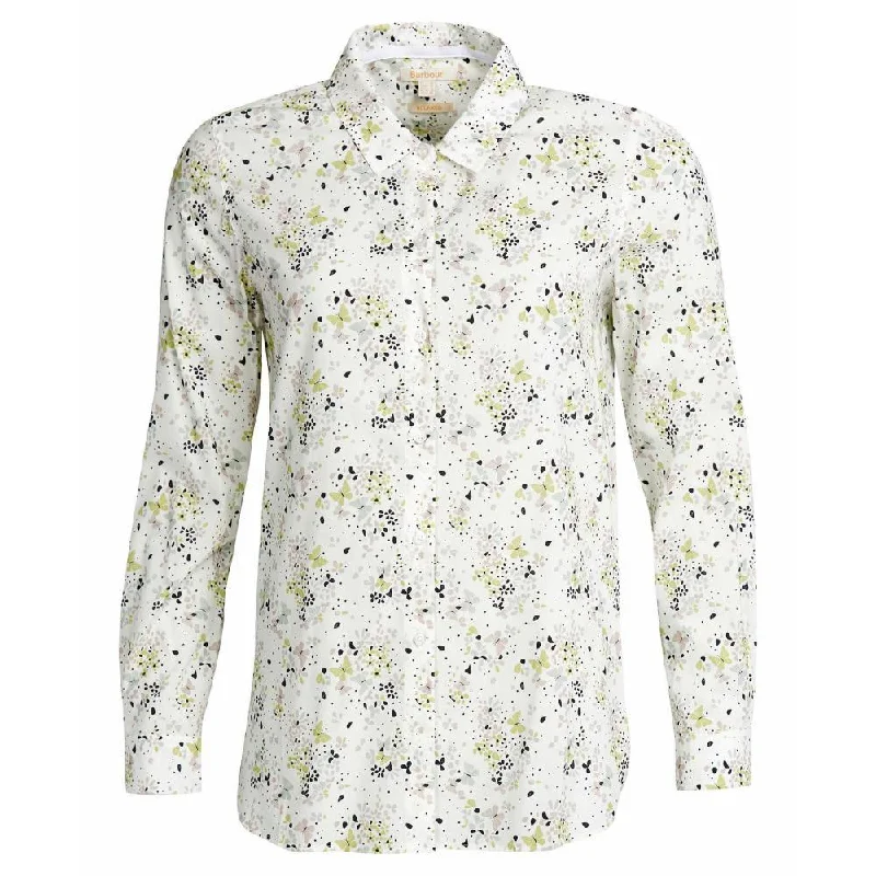 Barbour Safari Ladies Shirt - Off White Country Print Comfortable Pocket Short Shirt