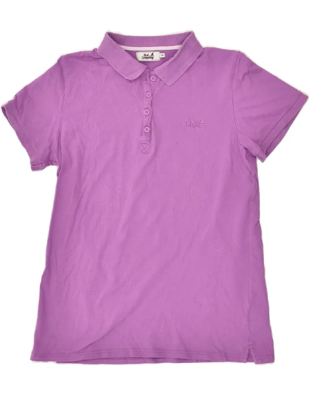 BEST COMPANY Womens Polo Shirt UK 18 XL Purple Cotton Casual Ruffle Short Shirt