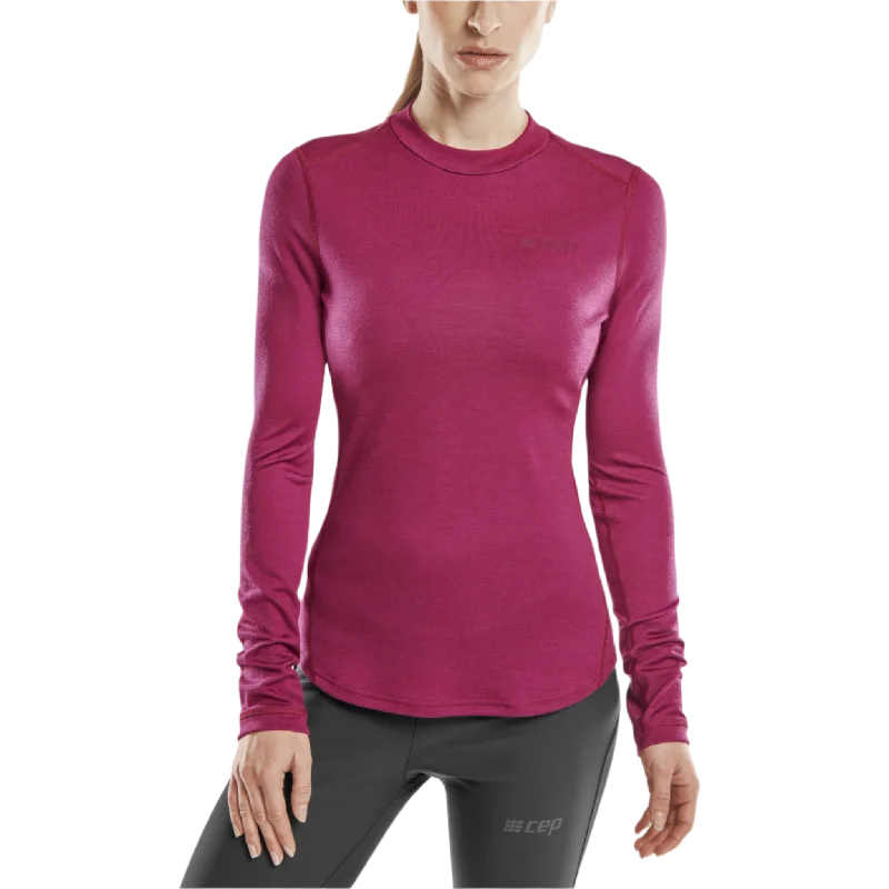 Cold Weather Merino Long Sleeve Shirt, Women Cozy Cotton Short Tee