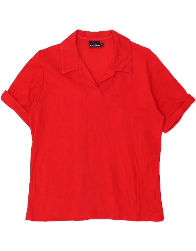 CONTE OF FLORENCE Womens Polo Shirt IT 48 XL Red Cotton Soft Cotton Short Shirt