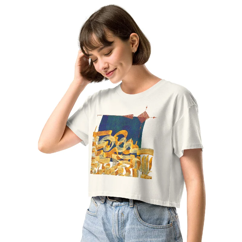 Crew Neck Cropped Tshirt Top SUNRISE Trendy Ruffled Short Sleeve