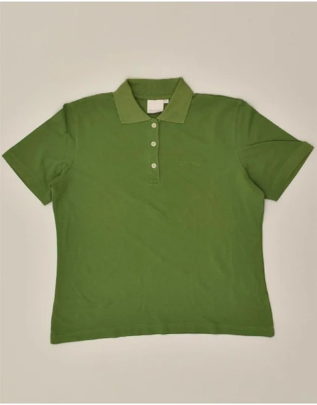 DIADORA Womens Polo Shirt UK 18 XL Green Cotton Casual Button-Up Short Tee