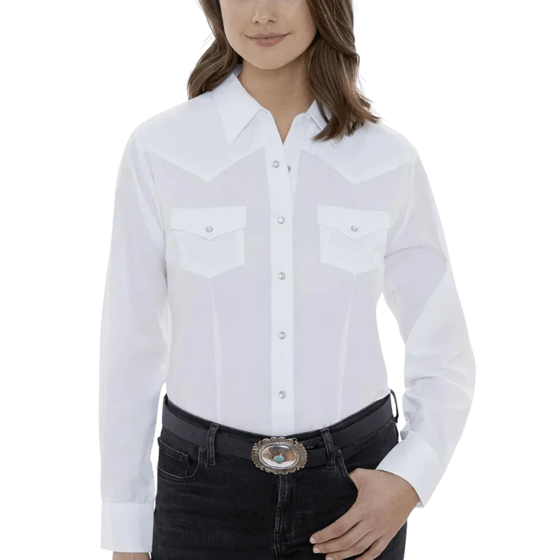 Ely Cattleman Women's White Long Sleeve Western Snap Shirt 15321905-01 WHT Modern Short Sleeve Top