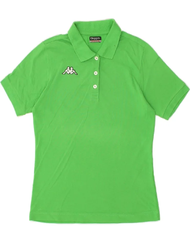 KAPPA Womens Polo Shirt UK 12 Medium Green Cotton Classic Cropped Short Sleeve