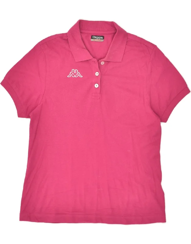 KAPPA Womens Polo Shirt UK 18 XL Pink Cotton Cozy Plain Short Sleeve