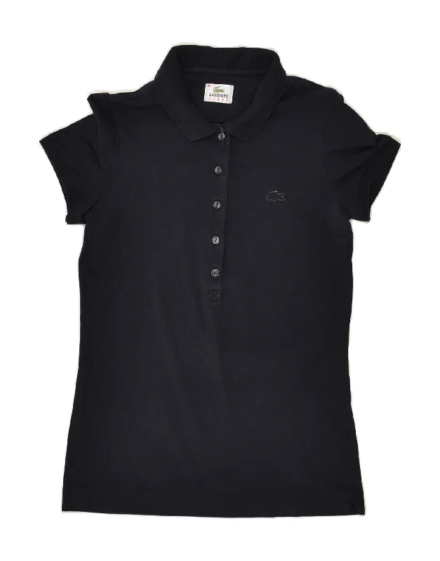 LACOSTE Womens Polo Shirt Size 36 Small Navy Blue Classic Solid Short Shirt