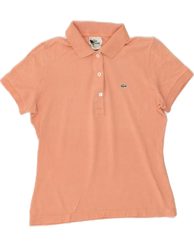 LACOSTE Womens Polo Shirt Size 38 Medium Pink Cotton Classic Button-Up Short Tee