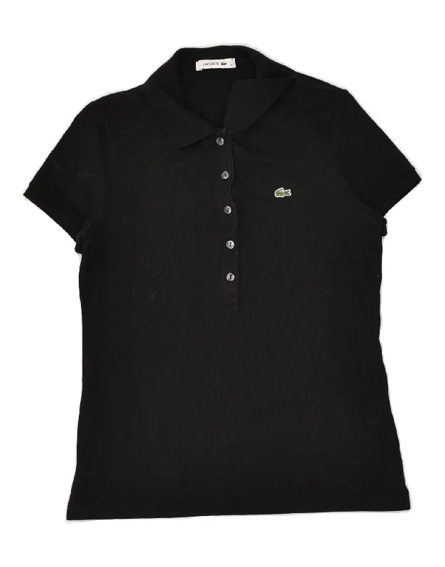 LACOSTE Womens Polo Shirt Size 40 Medium Black Cotton Stylish Short Sleeve Top