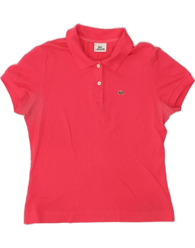 LACOSTE Womens Polo Shirt Size 46 XL Red Cotton Cozy Cotton Short Tee