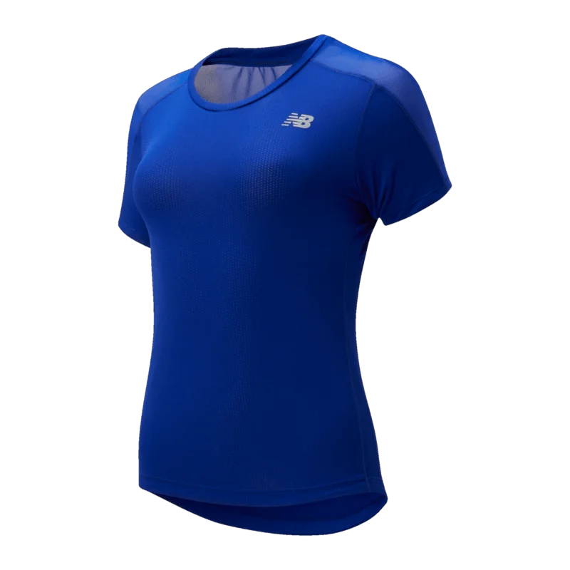 New Balance Women's Impact Run Short Sleeve Shirt Elegant Off-Shoulder Short Shirt