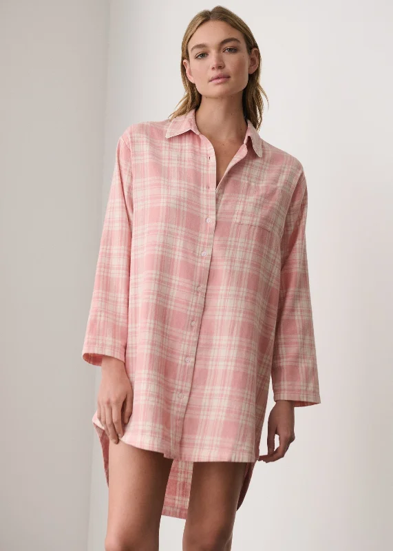 Organic Cotton Flannel Sleepshirt Relaxed Fit Short Blouse