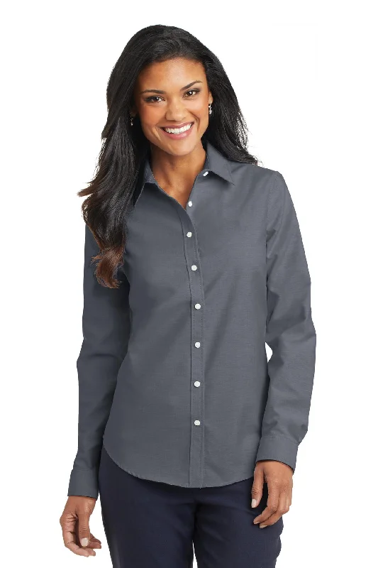 Port Authority Ladies SuperPro™ Oxford Shirt. L658 Cozy Printed Short Shirt