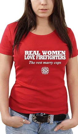 Real Women Love Firefighters Girl's T- Shirt Casual Ruffle Short Shirt