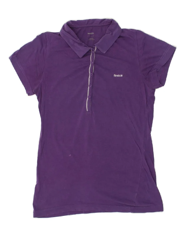 REEBOK Womens Polo Shirt UK 14 Medium Purple Relaxed Fit Short Tunic