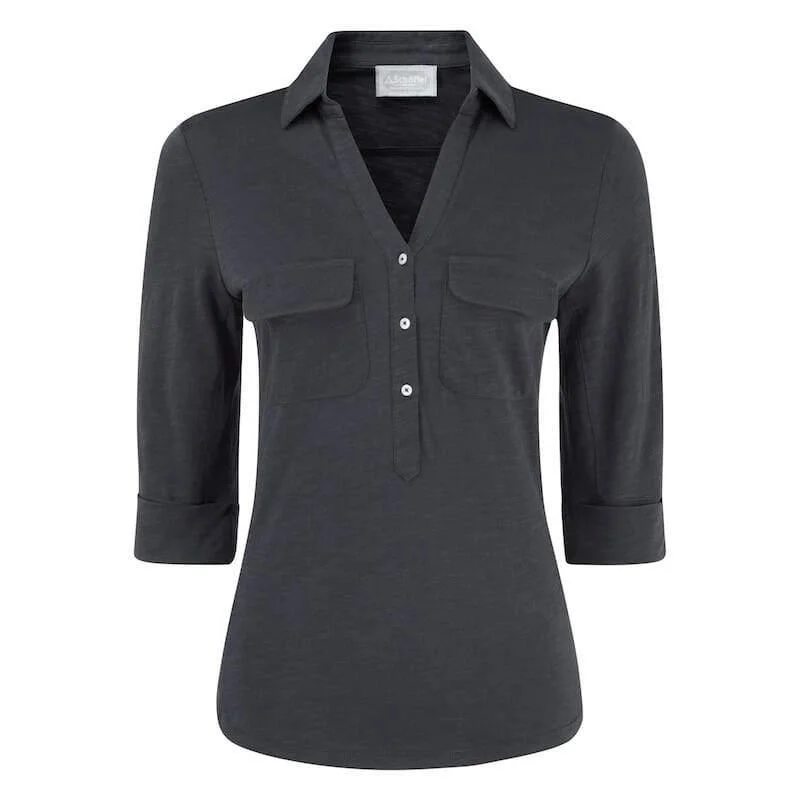 Schoffel Marina Jersey Ladies Shirt - Navy Relaxed Fit Short Blouse