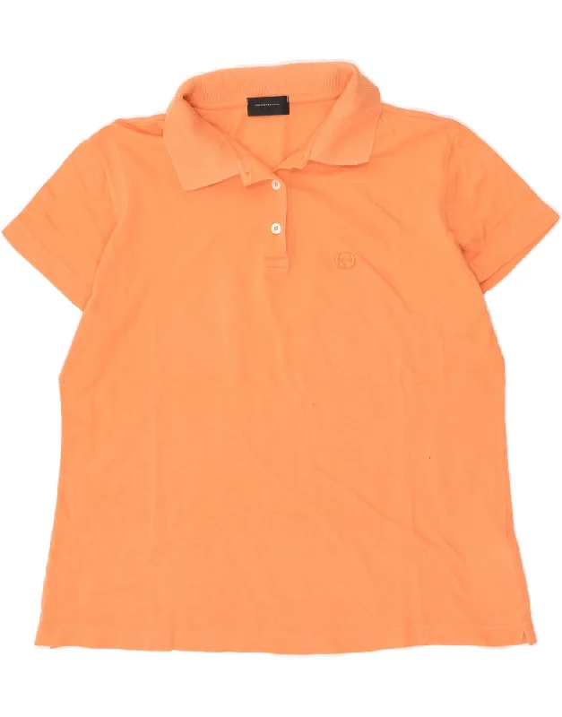 SERGIO TACCHINI Womens Polo Shirt UK 18 XL Orange Cotton Comfortable Flowing Short Sleeve