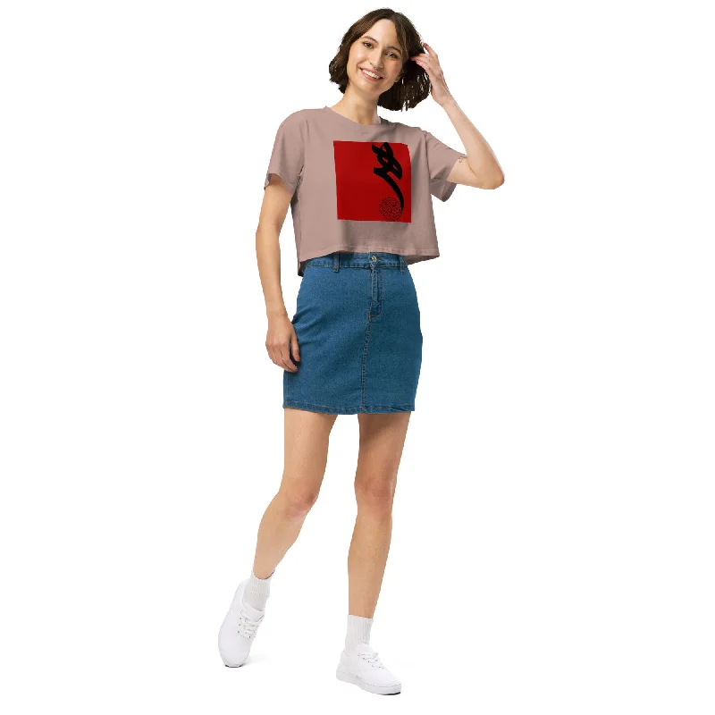 Short Sleeve Cropped Tshirt Top Crew Neck RAHA 3 Relaxed Cotton Short Shirt