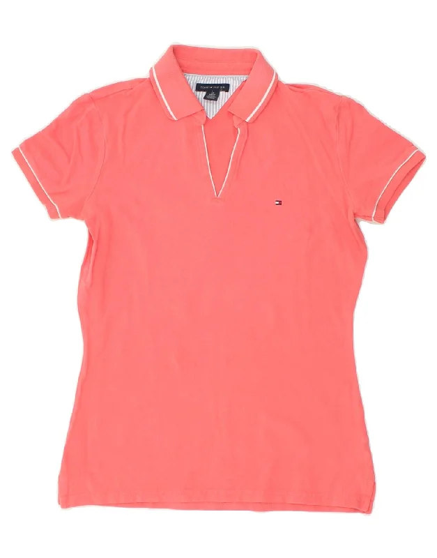 TOMMY HILFIGER Womens Polo Shirt UK 6 XS Pink Cotton Comfortable Fitted Short Sleeve