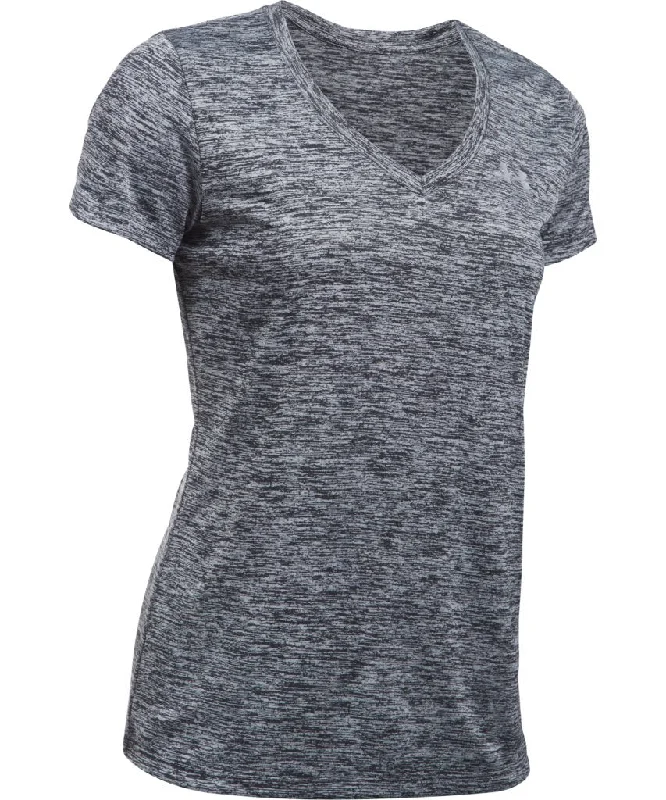 UNDER ARMOUR WOMEN'S TECH TWIST V NECK T SHIRT - BLACK Stylish Round Neck Shirt