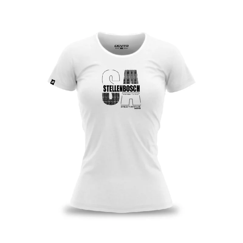 Women's Stellenbosch T Shirt (White) Classic Casual Short Sleeve