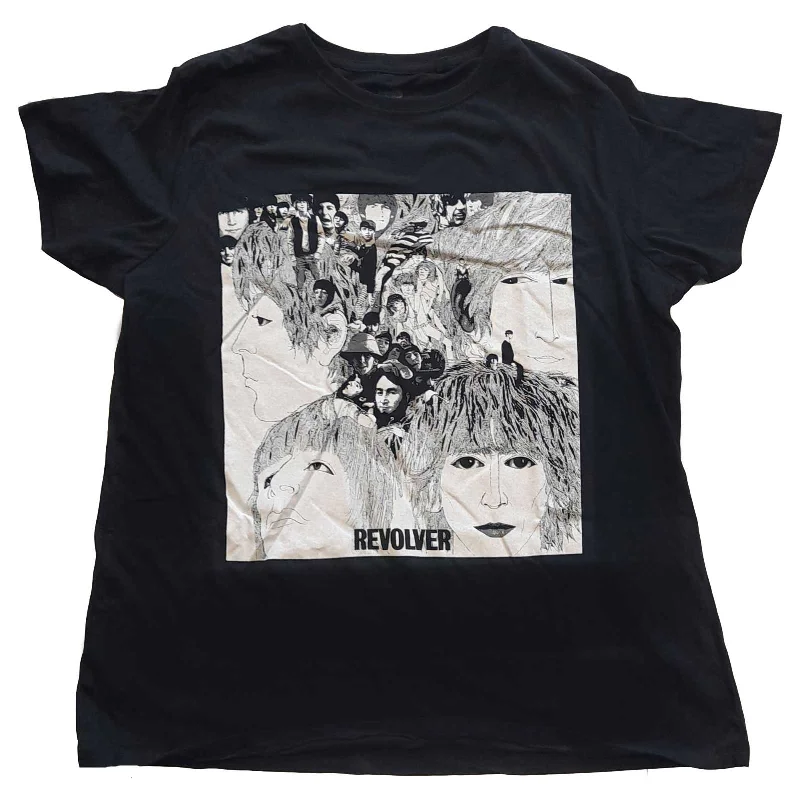 The Beatles Ladies T-Shirt: Revolver Album Cover Graphic Embroidered Appliqued