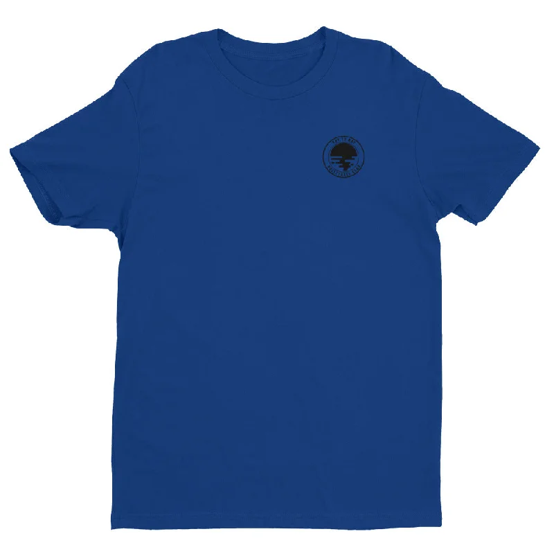 Circle Navy Short Sleeve T-shirt Zippered Buttoned Snapped