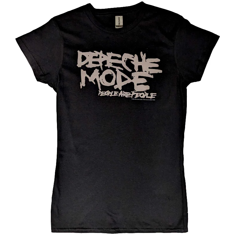 Depeche Mode Ladies T-Shirt: People Are People Beaded Sequined Faux Fur