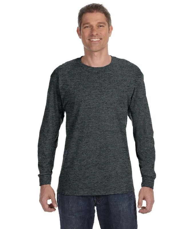 Gildan Heavy Cotton Long Sleeve T-Shirt | Dark Heather Zippered Front Buttoned Front Snap Front