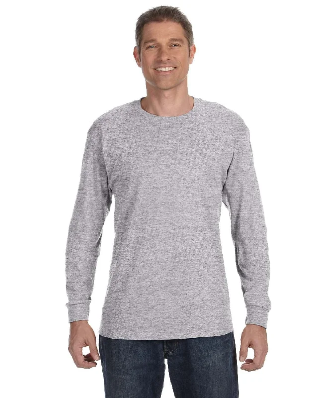 Gildan Heavy Cotton Long Sleeve T-Shirt | Sport Grey Houndstooth Herringbone Solid