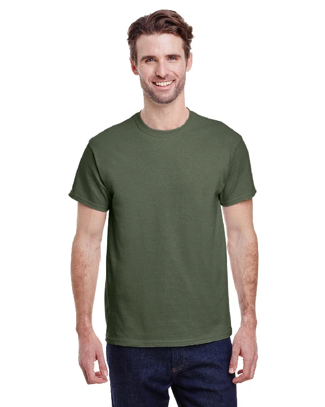 Gildan Heavy Cotton T-Shirt | Military Green Rayon Velvet Corduroy