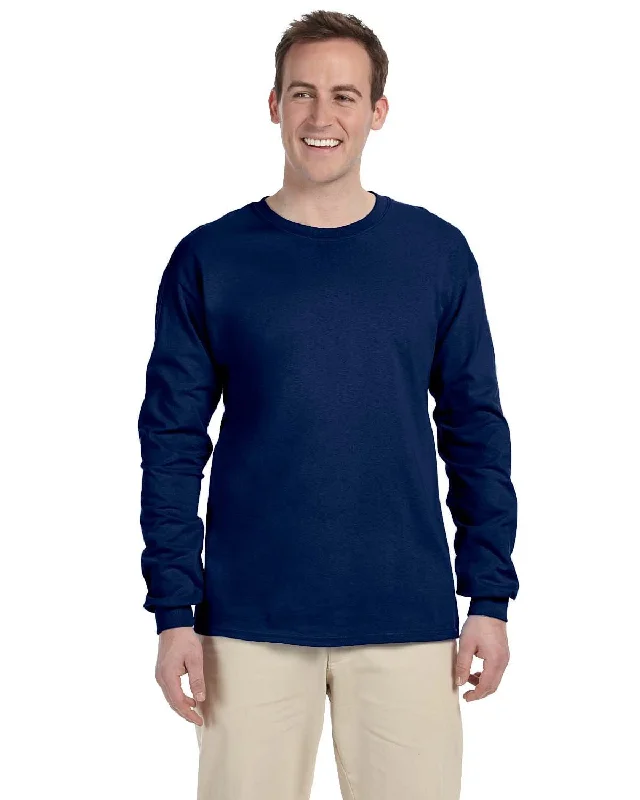 Gildan Ultra Cotton Heavyweight Long Sleeve T-Shirt | Navy Basic T-Shirt Crew Neck Short Sleeve