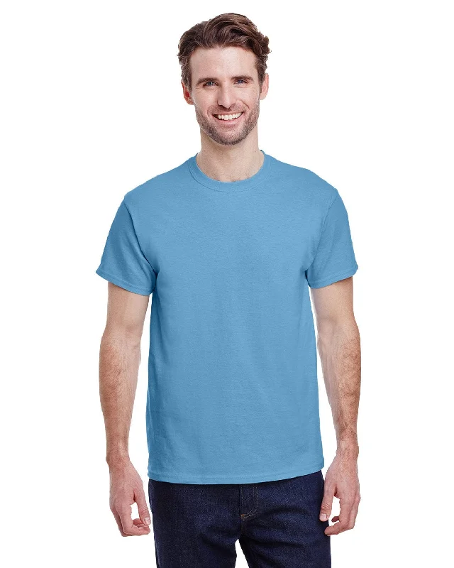 Gildan Ultra Cotton Heavyweight T-Shirt | Carolina Blue Collared Crew Neck Turtle Neck