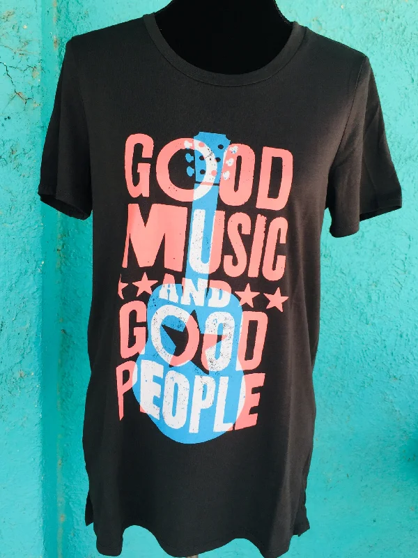 Good Music And Good People T-Shirt Collared Crew Neck Turtle Neck