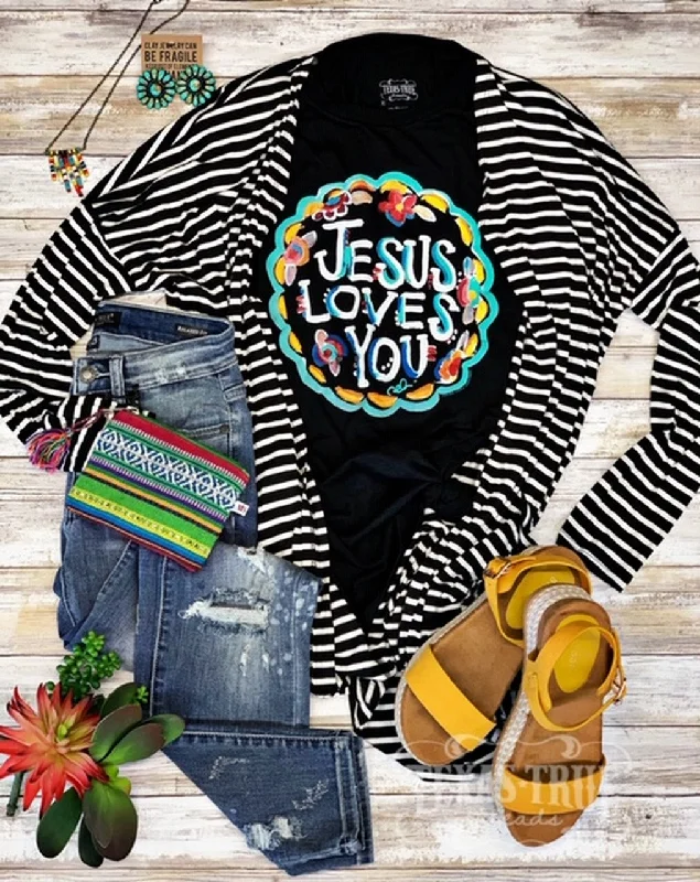 Jesus Loves You  T-Shirt Basic T-Shirt Crew Neck Short Sleeve