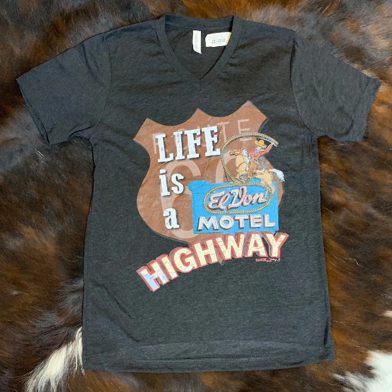 Life Is A Highway T-Shirt Zippered Front Buttoned Front Snap Front