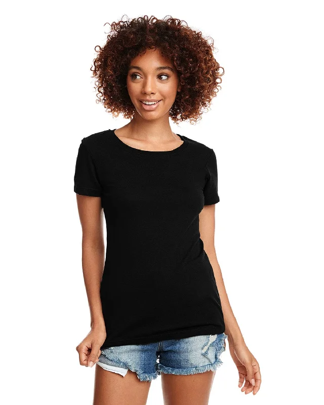 Next Level Ladies Ideal Short Sleeve Crew Tee | Black Graphic T-Shirt Round Neck Polyester