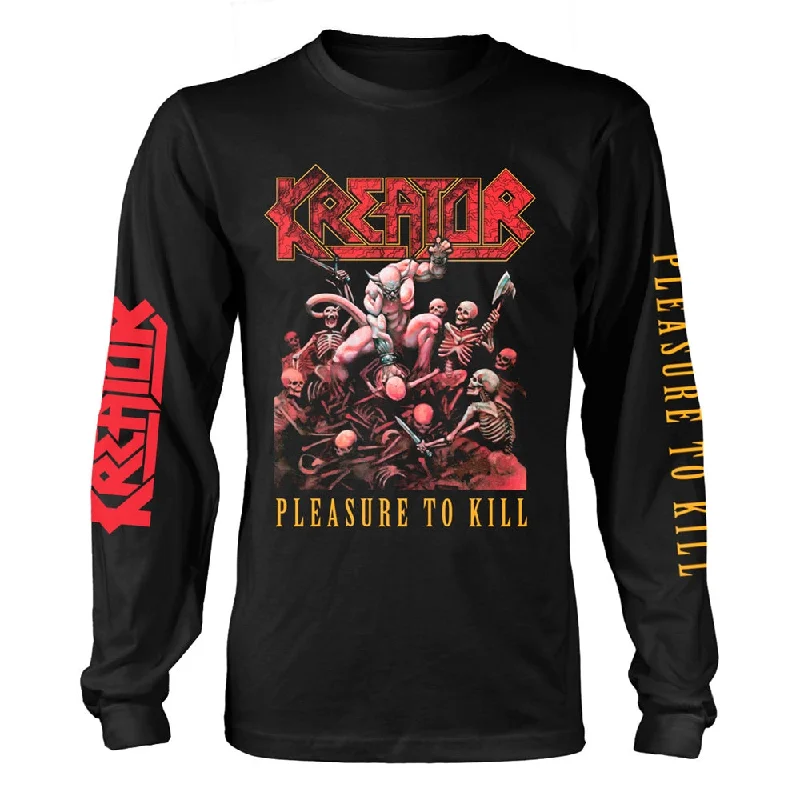 Kreator Unisex Long Sleeved T-shirt: Pleasure To Kill Machine Wash Dry Clean Hand Wash