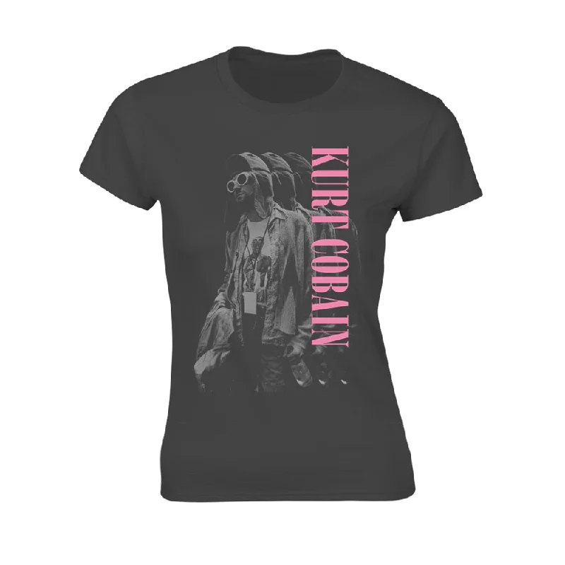 Kurt Cobain Ladies T-shirt: Standing Silk Blend Satin Velvet