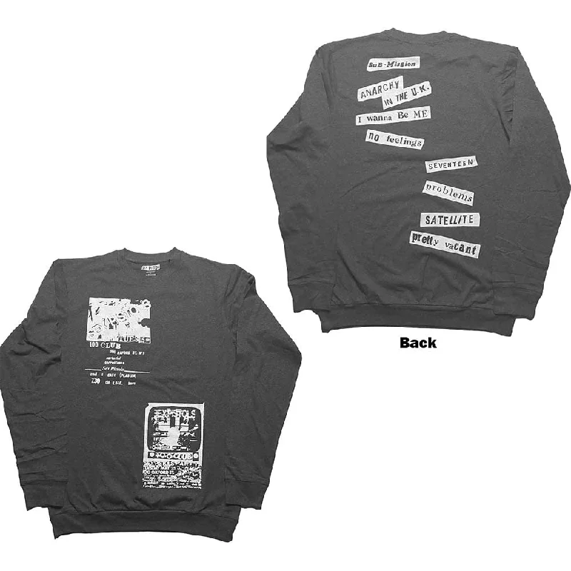 The Sex Pistols Unisex Long Sleeve T-Shirt: 100 Club (Back Print) Ribbed T-Shirt High Neck Heavyweight