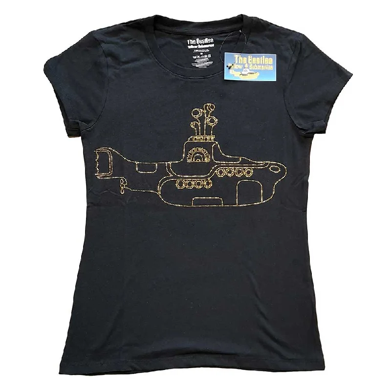 The Beatles Ladies T-Shirt: Yellow Submarine (Diamante) Iron Safe Non-Iron Wrinkle Free