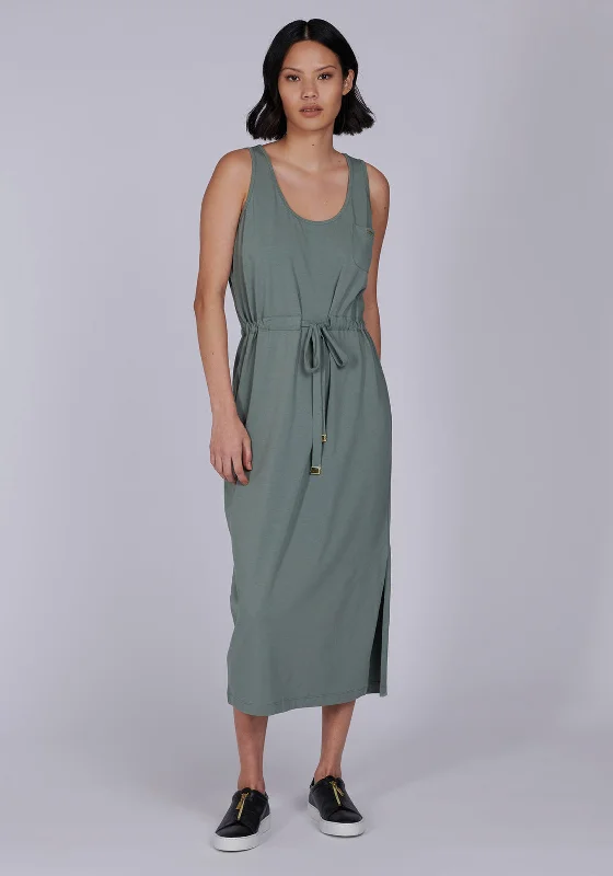 Barbour International Womens Qualify Midi Dress, Army Green Cozy Tie-Dye Midi Dress