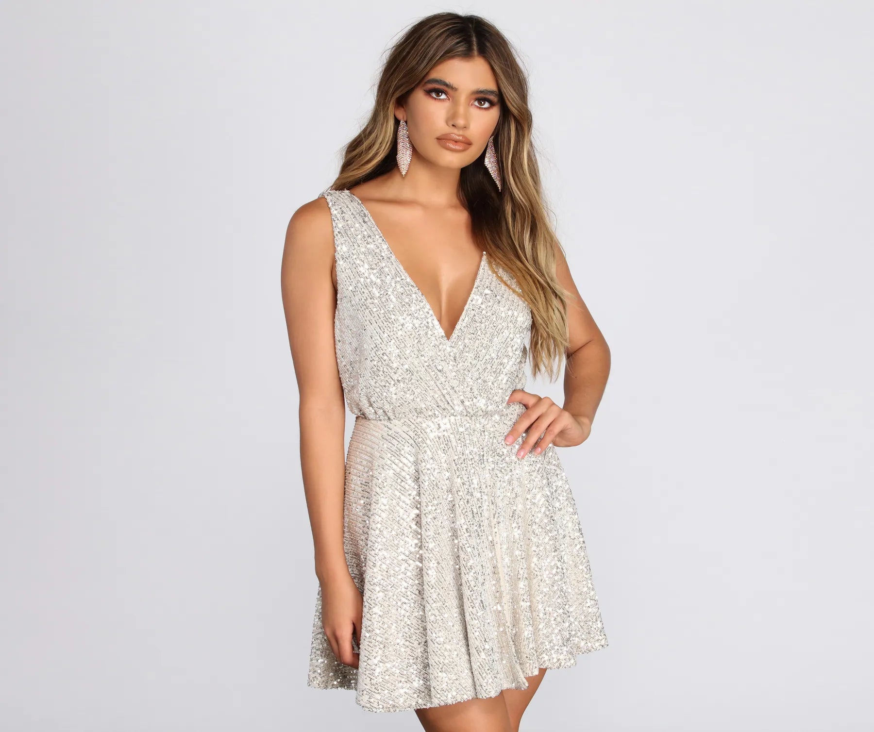 Dakota Sequin Wrap Mini Dress Elegant Vintage Mini Dress