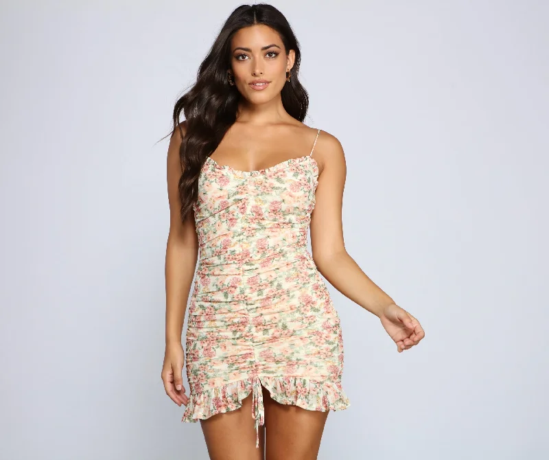 Dreamy And Chic Floral Mini Dress Stylish Puff Sleeve Mini Dress