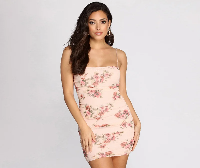 Fawning Over Florals Mini Dress Elegant Tulle Mini Dress