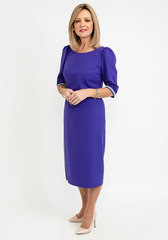 Gabriela Sanchez Crystal Detail Midi Dress, Purple Comfortable Lace-Up Midi Dress