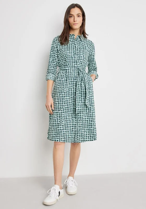 Gerry Weber Square Print Shirt Midi Dress, Green Elegant Velvet Midi Dress