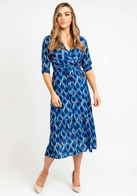 Kate & Pippa Boho Printed Midi Dress, Blue Cozy Knit Midi Dress