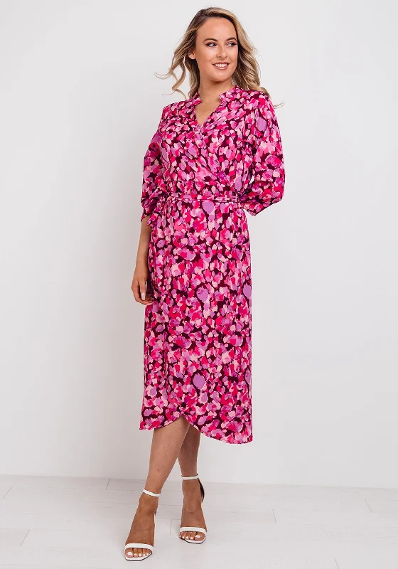 Kate & Pippa Sienna Wrap Midi Dress, Pink Elegant Floral Midi Dress